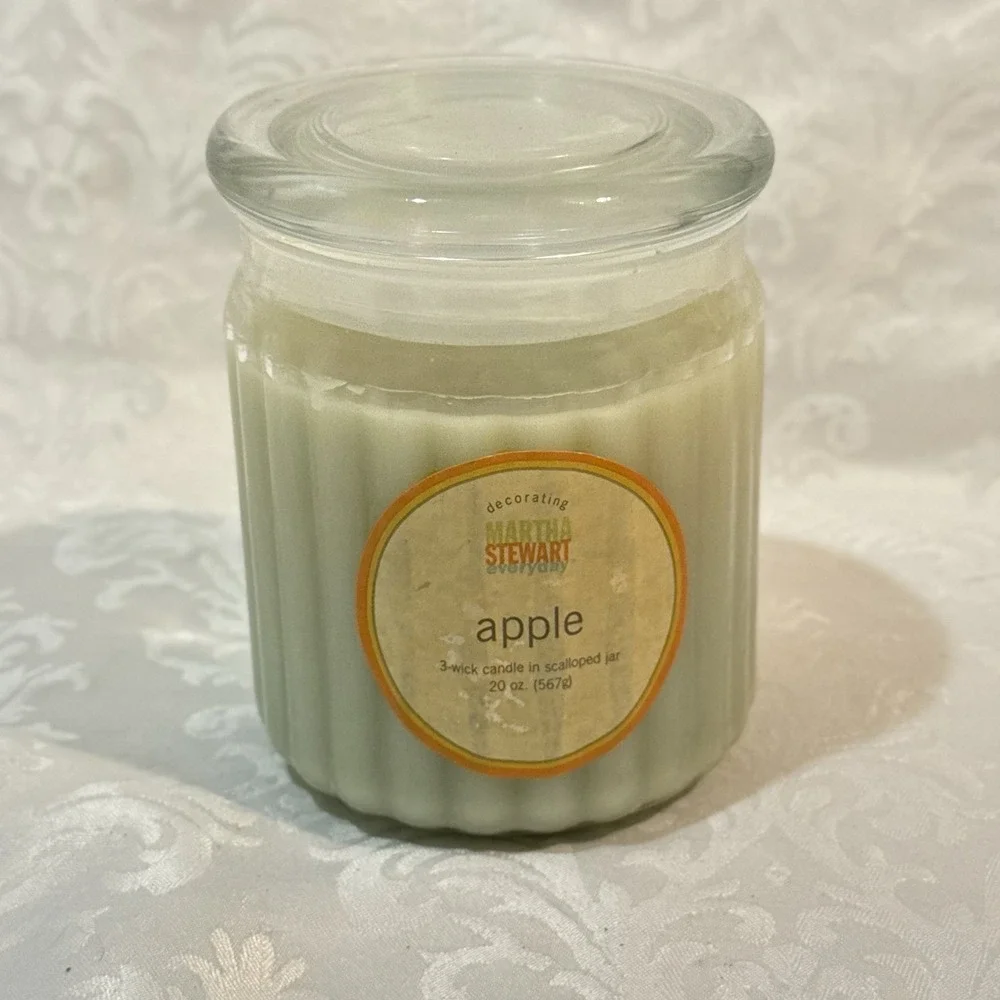 Martha Stewart Everyday Apple 3-wick candle in a 20 oz. scalloped glass jar